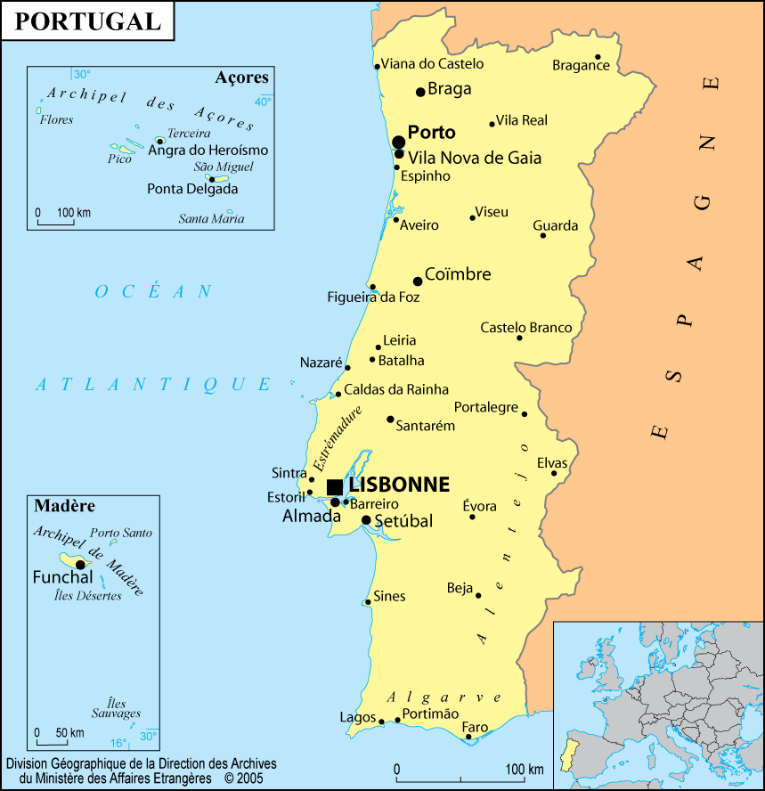 carte du portugal en francais - Image