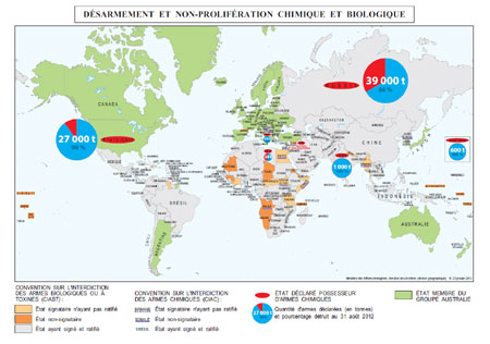 Carte du désarmement et de la non-prolifération chimique et biologique dans le monde au 3 décembre 2019 {PDF}