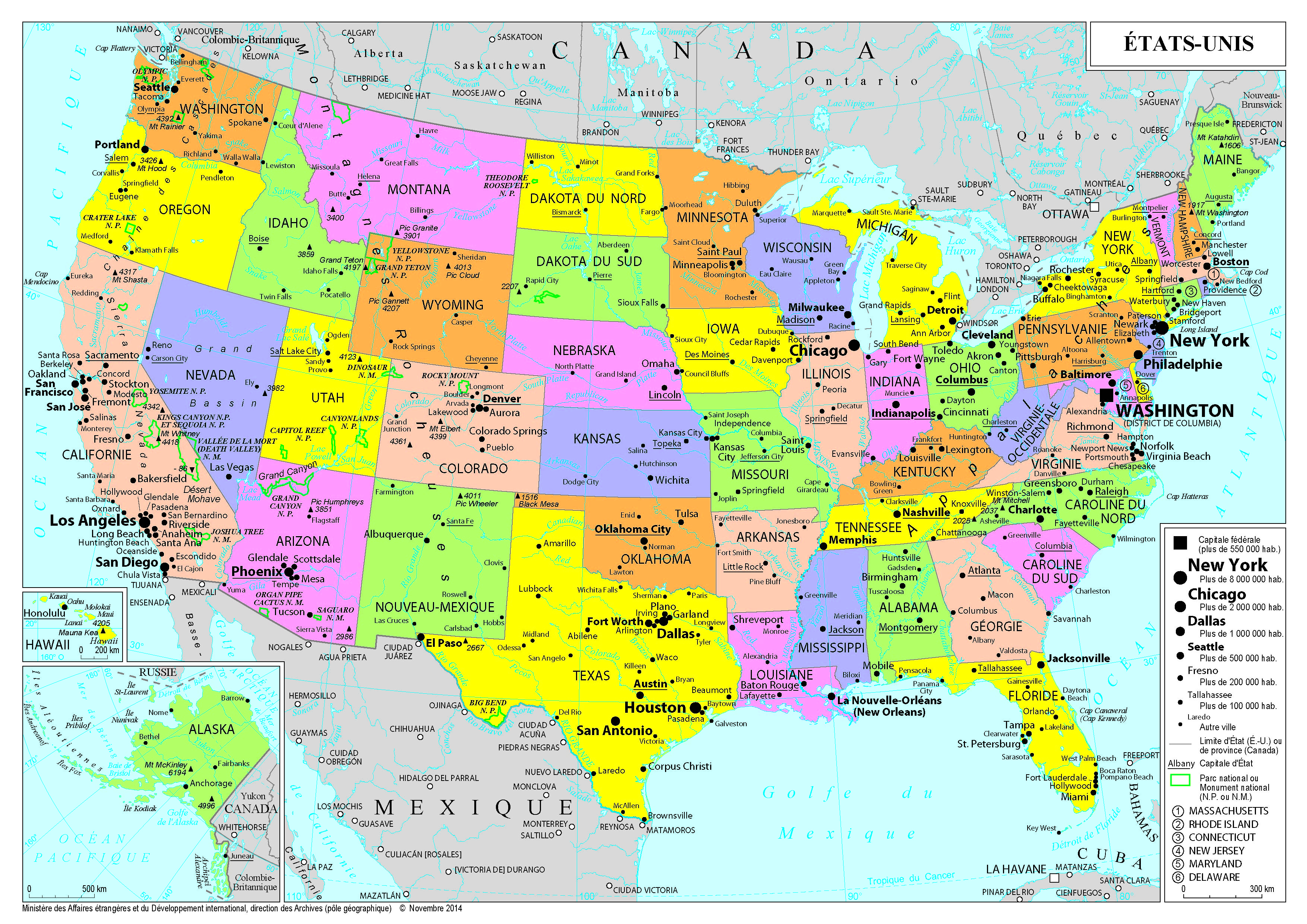 Carte des Etats unis et USA : Informations pratiques