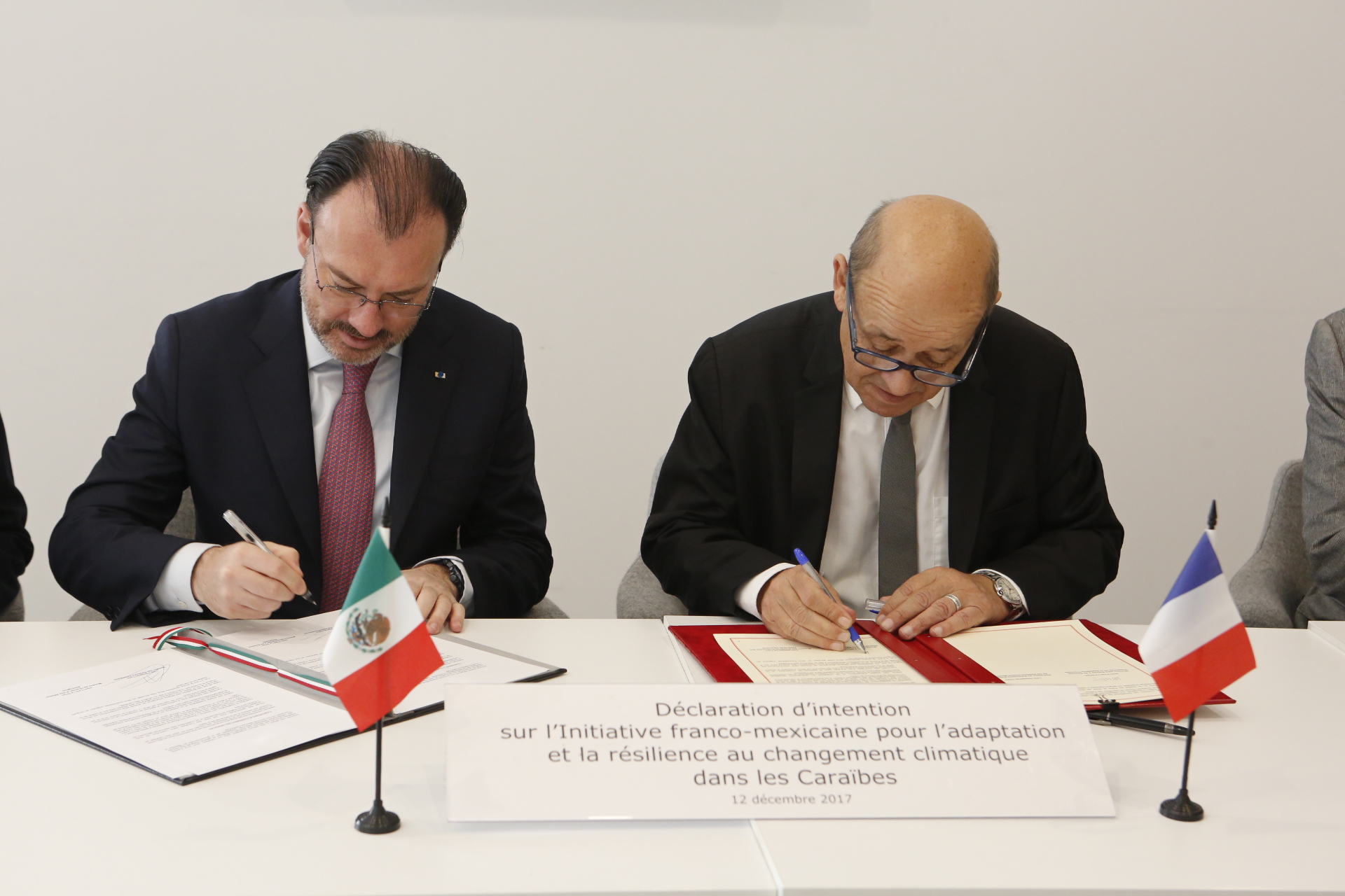 Signature de la Déclaration d'intention sur l'Initiative franco-mexicaine pour l'adaptation et la résilience au changement climatique dans les Caraïbes