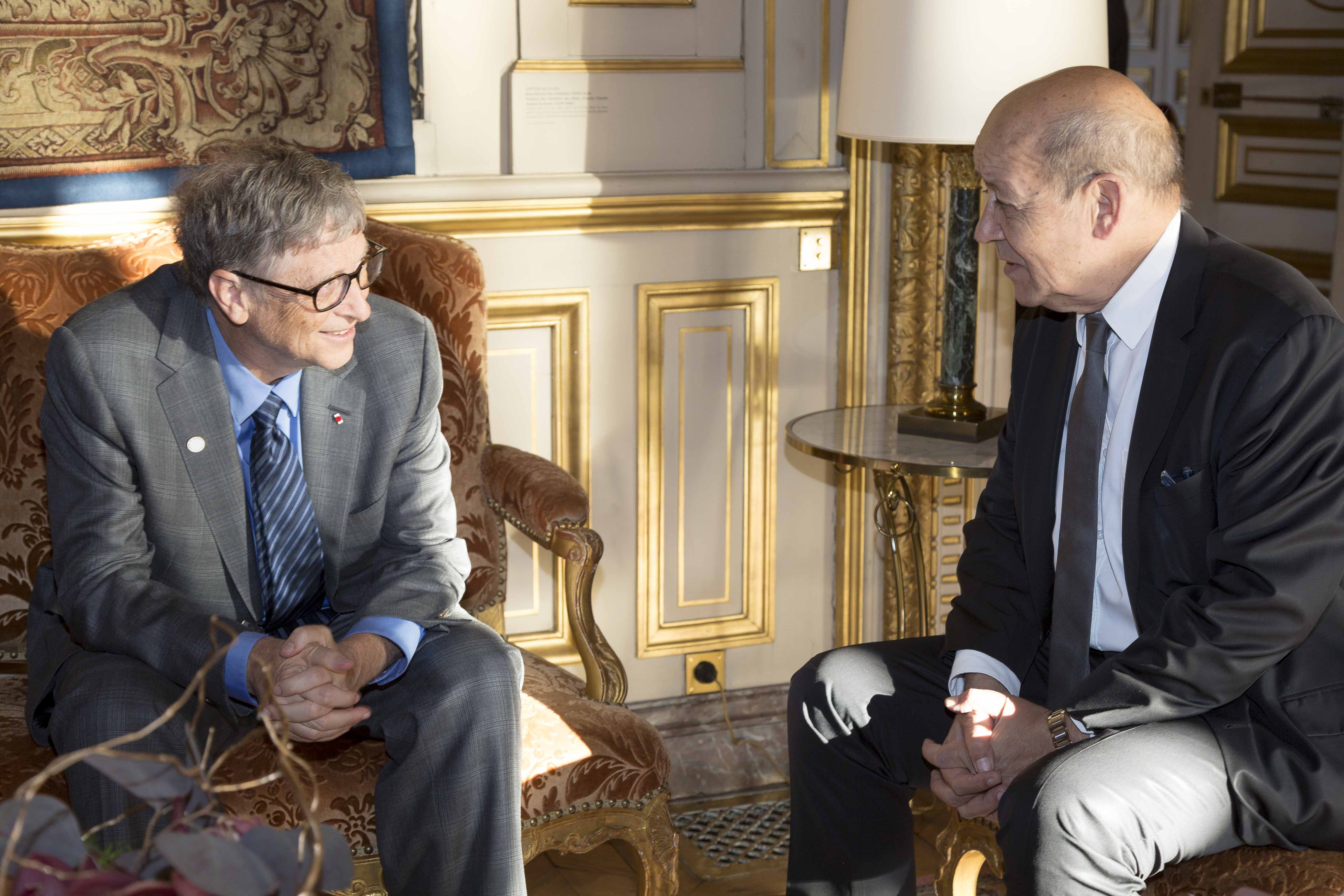 Jean-Yves Le Drian et Bill Gates, président de la Fondation Bill et Melinda Gates