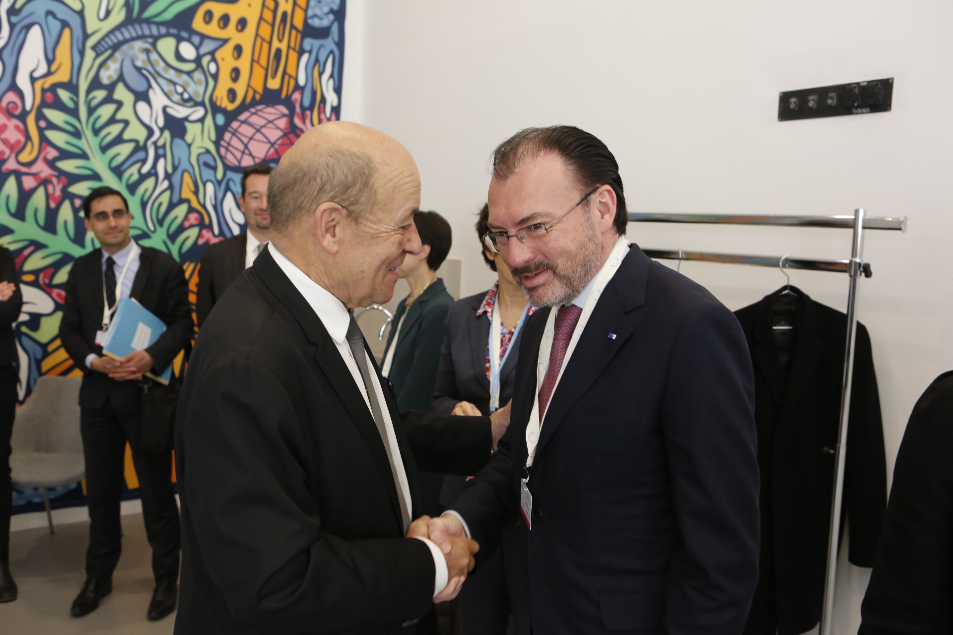 Jean-Yves Le Drian et Luis Videgaray Caso, ministre mexicain des affaires étrangères