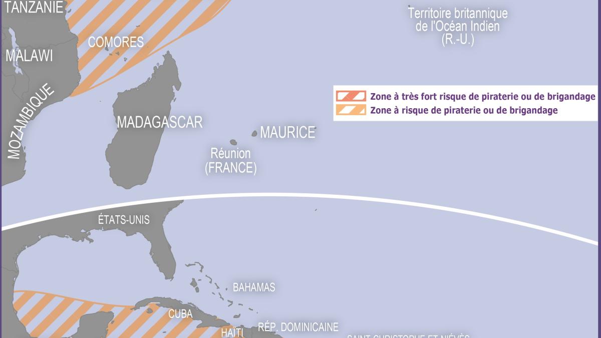 Carte des risques de piraterie et de brigandages maritimes dans le monde
