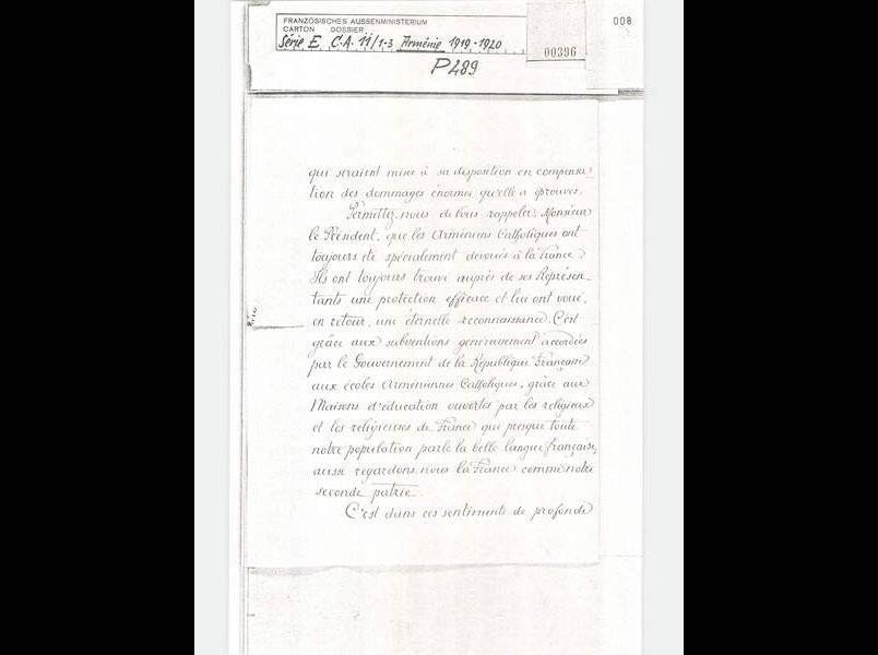 Image Diaporama - Arménie : lettre de Paul Pierre XII Terzian, (...)
