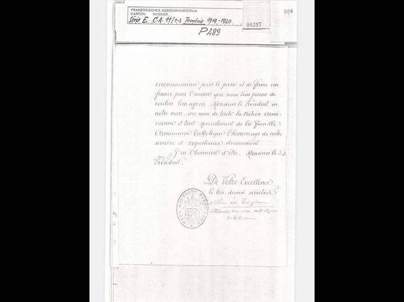 Slideshow - Arménie : lettre de Paul Pierre XII Terzian, (...)